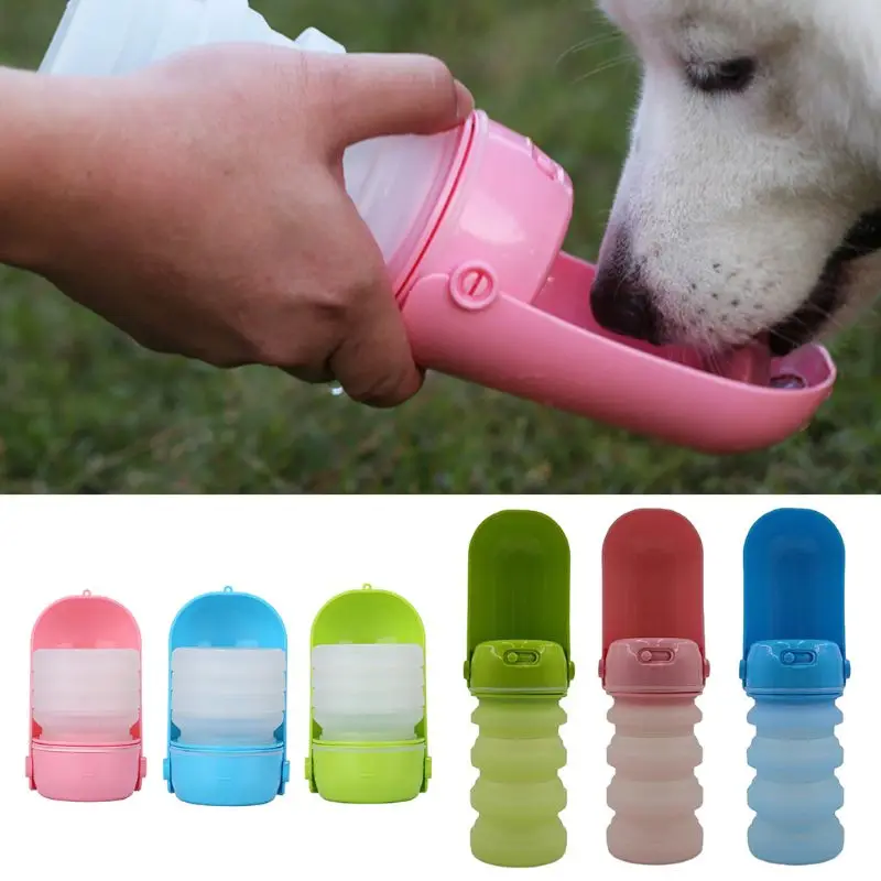 Portátil Perro Botella de Agua de los Perros al aire libre de Viaje Caminar Potable Dispensador de Bebida Taza Tazón Alimentador para Cachorro Mascota Waterer C42 4