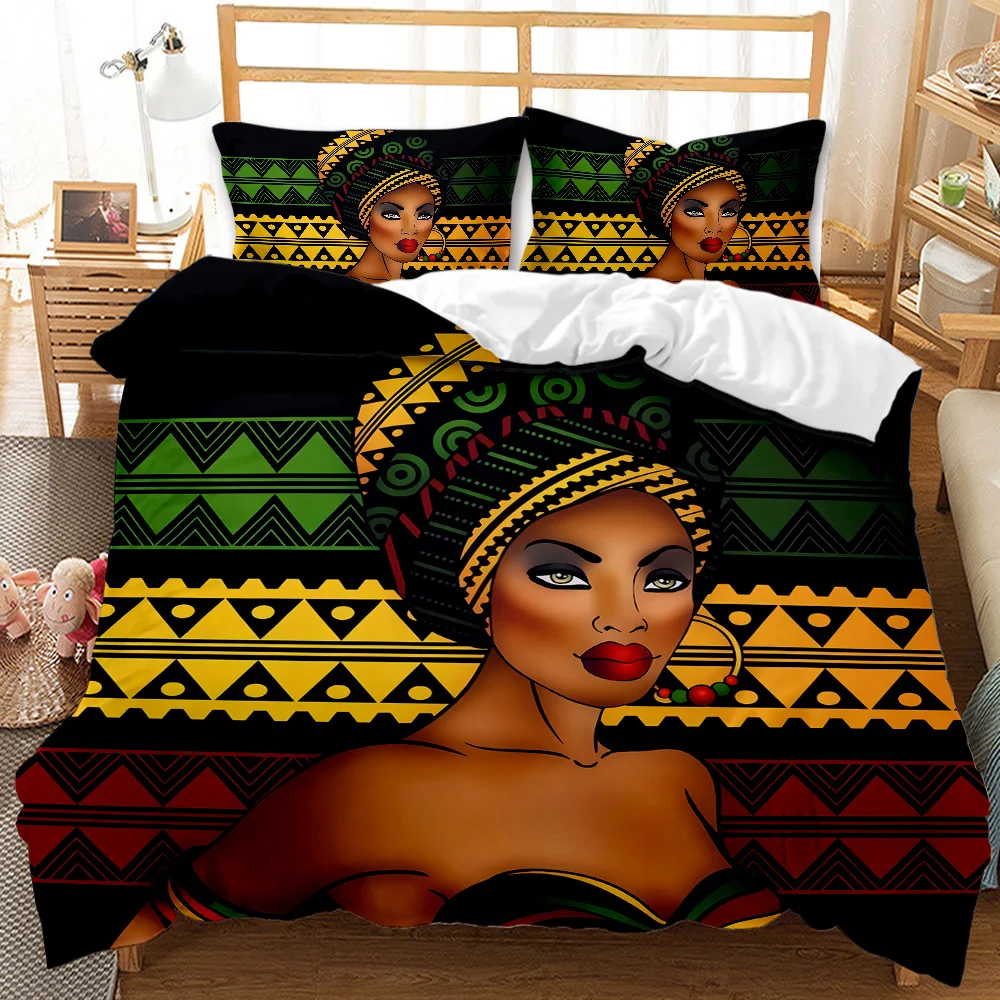 Africano de ropa, la Gente Feliz funda de Edredón de Gemelas Completa de Queen King Size Textiles para el Hogar Amarillo Ropa de 3PCS Dropshipping 4
