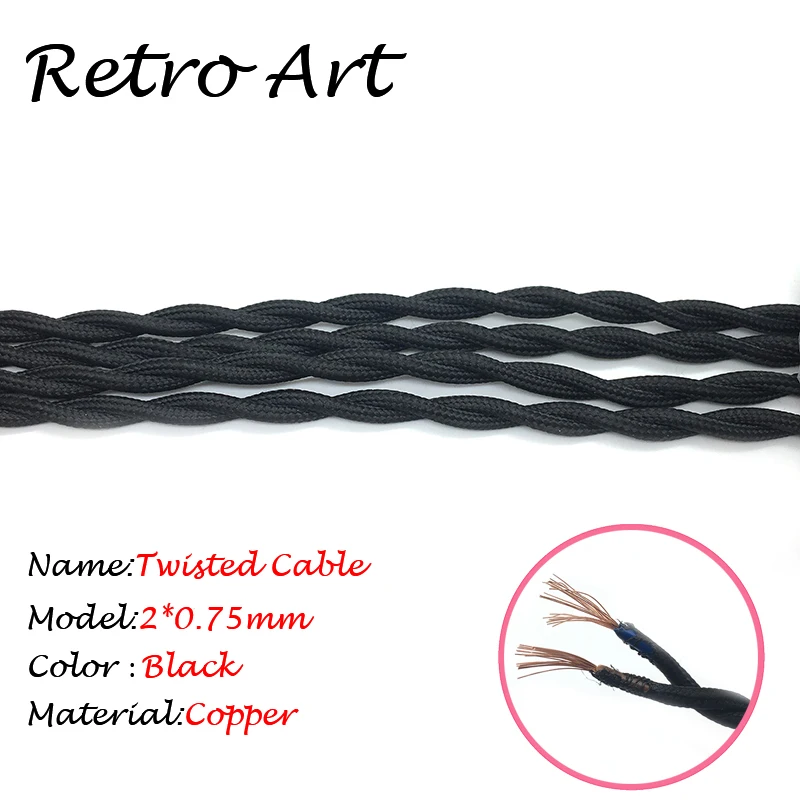 Vintage textil cable de la lámpara de edison estilo de cable trenzado decorativo de tela de alambre eléctrico 4