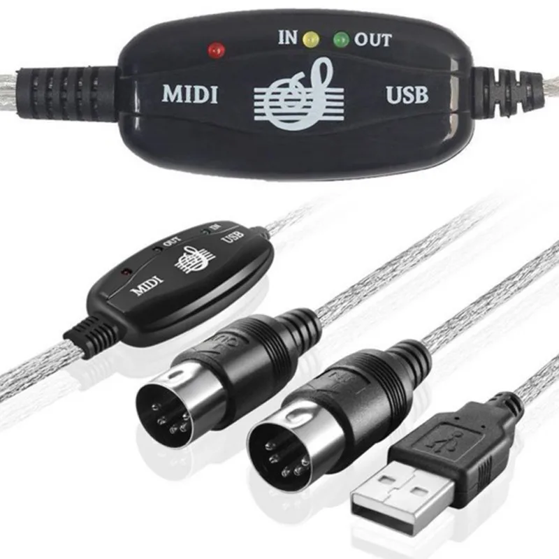 Cable MIDI-USB Convertir USB del Adaptador EN la SALIDA de la Interfaz MIDI Cable Convertidor de Música de PC Teclado Cables del Adaptador De 16 Canales 4