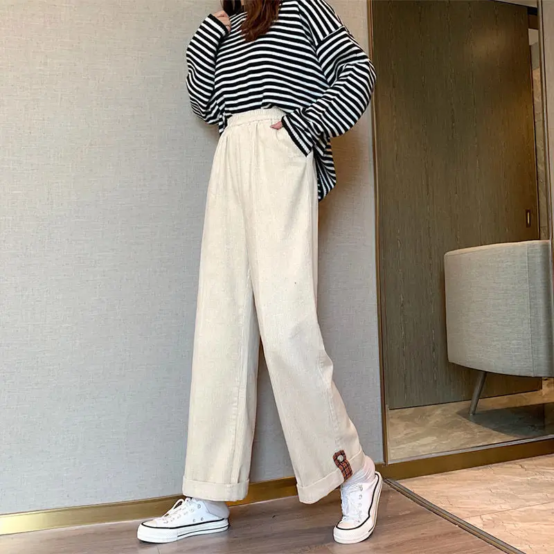 Vintage de gran tamaño de Pana Holgados Pantalones de las Mujeres Harajuku y2k Marrón Ancho de la Pierna del Pantalón Streetwear Carrito de Cintura Alta Pantalones pantalones Casuales 4