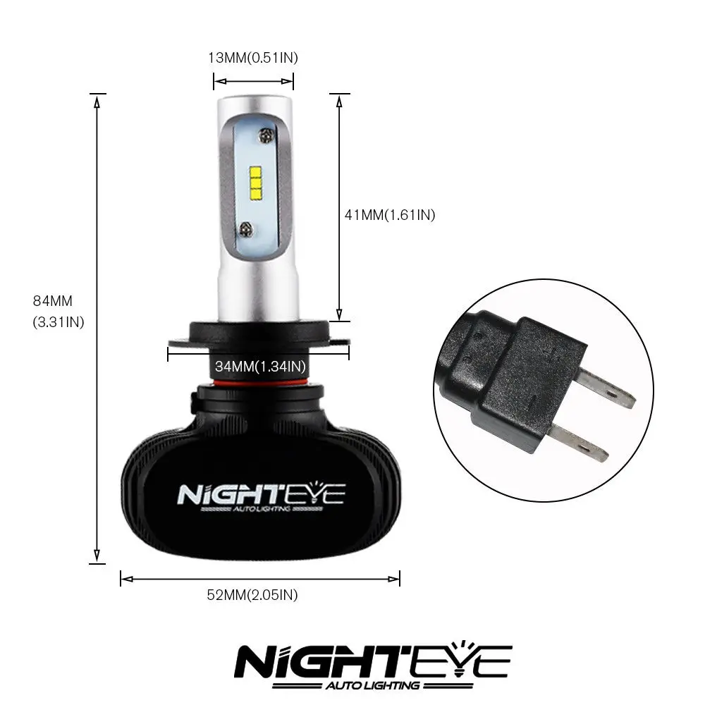 Nighteye Led H7 8000LM 50W 6500K Coche Faros LED Blanco faros Antiniebla 9005 HB3 9006 HB4 Luz de Niebla de los Bulbos 4