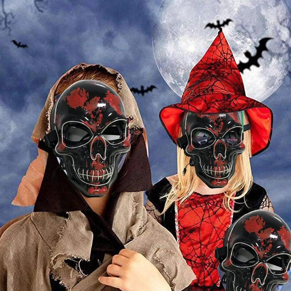 Máscara de Horror de Halloween Negro Thriller Sangriento de la Cabeza Brillante Máscara LED de Baile de Halloween de Miedo, la Máscara de Halloween Fiesta de Utilería 4