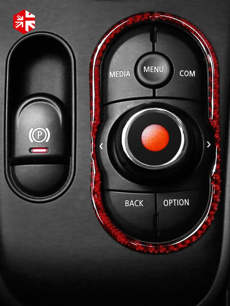 Para el MINI Cooper Countryman F60 Auto Multimedia Botón de Engranaje Panel de la Carcasa de Fibra de Carbono Cubierta de la etiqueta Engomada de la Decoración Interior Accesorios 4