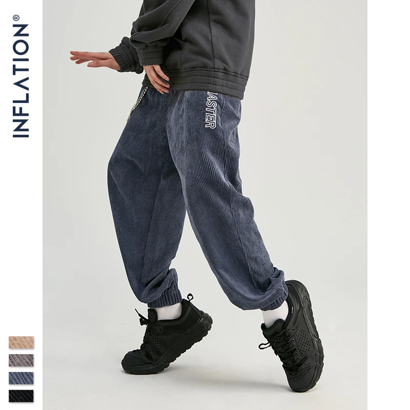 La INFLACIÓN 2020 de la Colección de los Hombres Casual de Pana Jogger Pantalones de los Hombres de Ajuste Suelto Pana Overoles Pantalones Casuales de Color Sólido 93305W 4