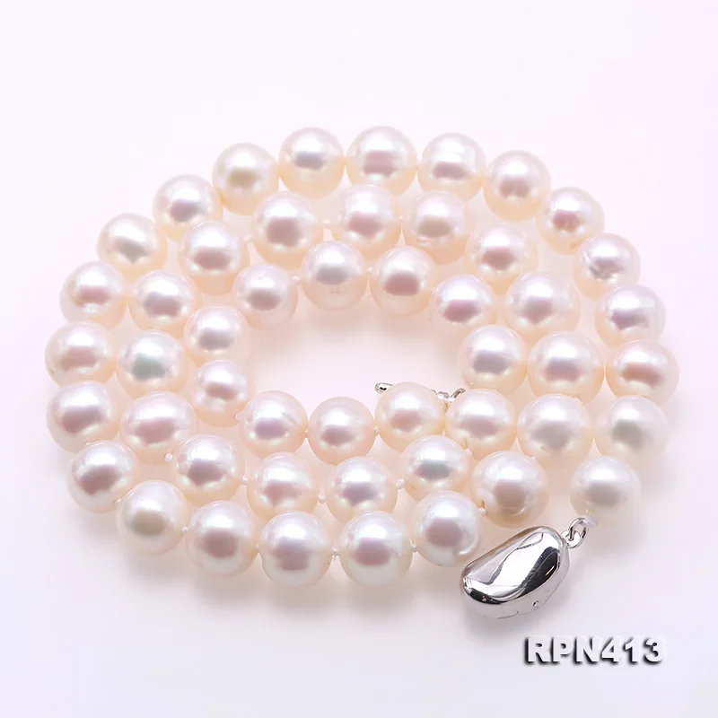 JYX de Alta Calidad Ronda Collar de Perlas 8.5-9.5 mm AAA Ronda de Collares de Perlas Naturales de agua Dulce Redondo de la Cadena para las mujeres 4