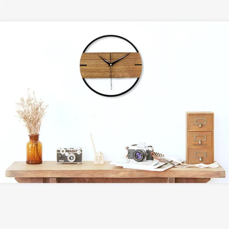 De estilo europeo simple reloj de pared de madera nórdica casa del reloj estudio de la oficina de arte de la pared de la decoración minimalista, de diseño moderno reloj 4