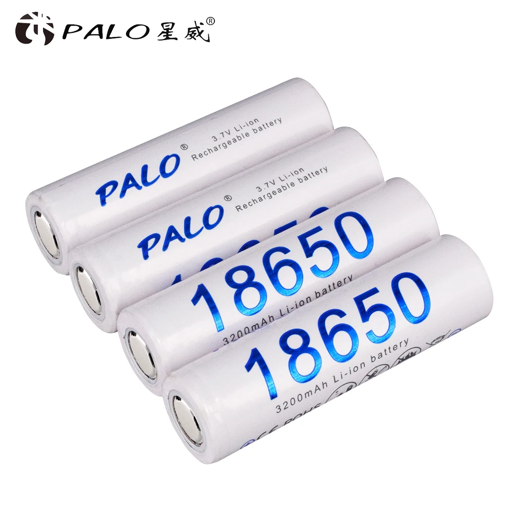Palo 2Pcs/4Pcs 18650 3.7 v li-ion Recargable 3200mAh Pilas + Smart Led Cargador para AA AAA 18650 14500 16350 Linterna de Led 4