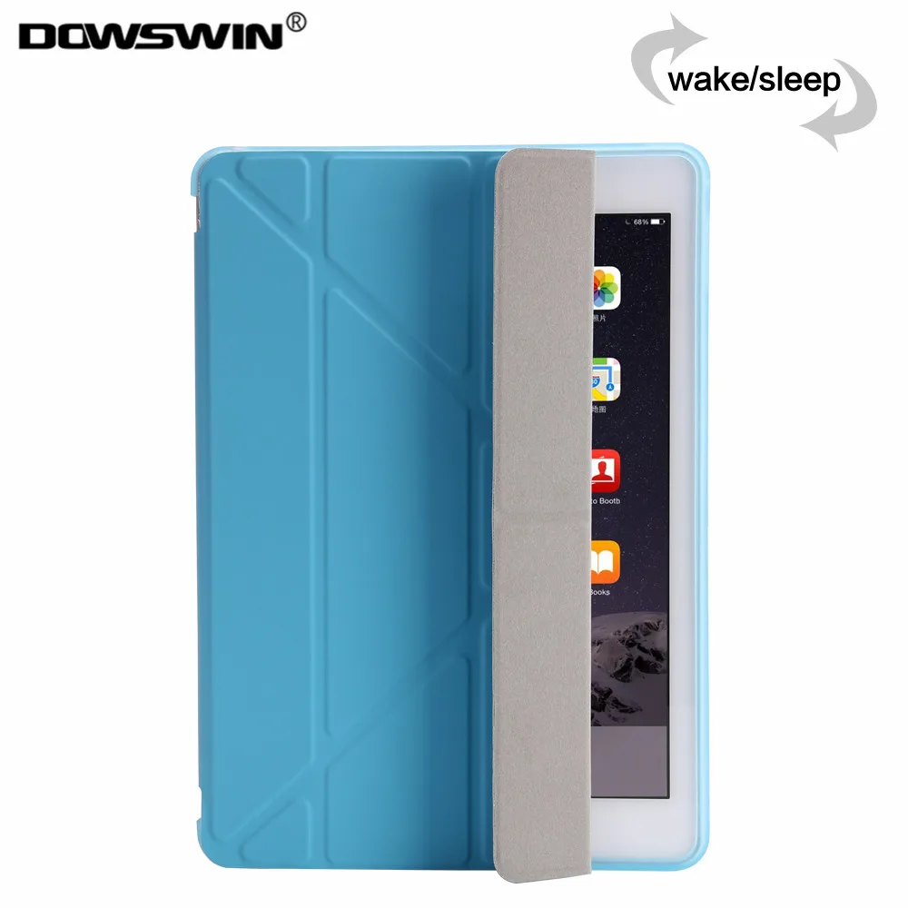 DOWSWIN para el ipad air 2 en 1 multi-pliegue de cuero de la pu de silicona suave cubierta posterior para el ipad de aire de Caso de la Cubierta elegante Para el iPad Air 2 A1566 4