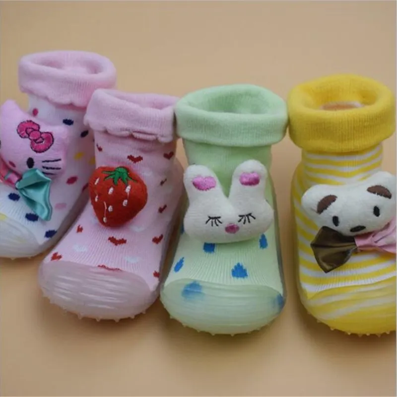 Recién Nacido Antideslizante Calcetines De Bebé Con Suela De Goma Para Niños Niño Zapatos Primeros Caminantes De Algodón Bebé Niño Niña Calcetines 4