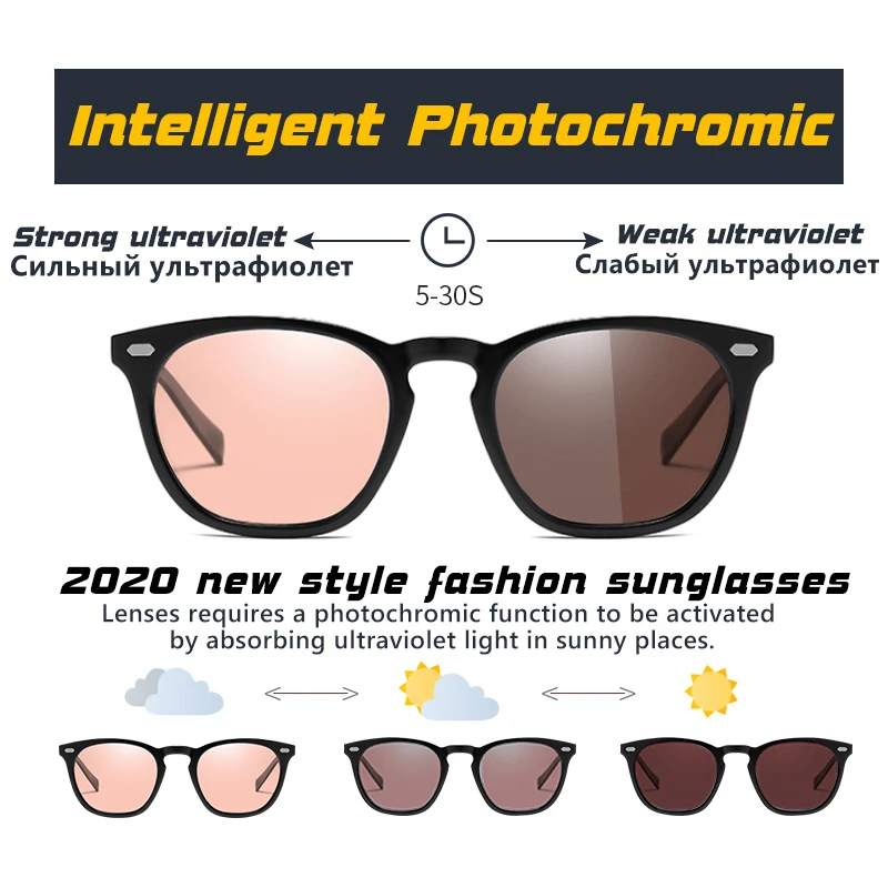LIOUMO Inteligente Cambio de Color de las Gafas de sol de las Mujeres de la Ronda Polarizado Gafas de Sol Para los Hombres de Conducción Gafas Fotocromáticas lentes de sol 4
