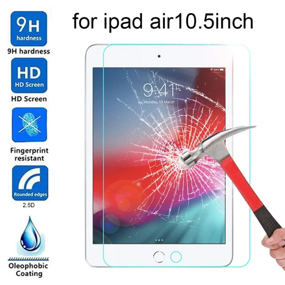 10D 9H Vidrio Templado para el iPad de Apple Aire 3 2019 Protector de Pantalla para I Pad Aire 10.5 Pulgadas 2019 Air3 Protectora de la Tableta de la Película de Cristal 4