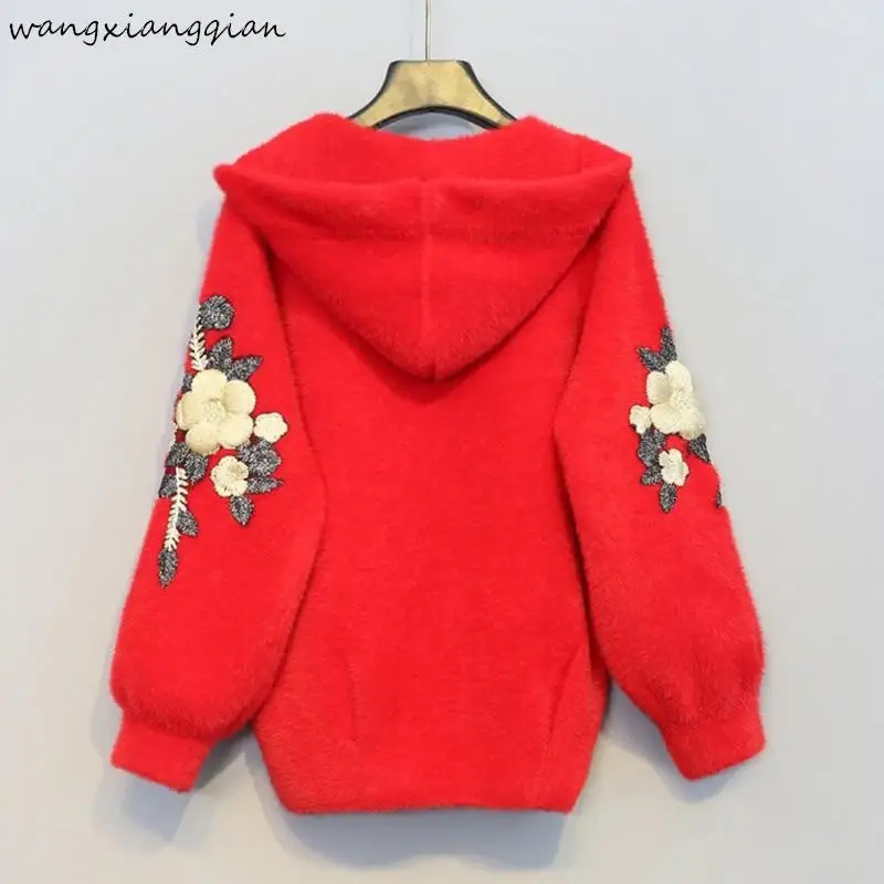 De las mujeres Casual corto Cardigan de Punto Otoño invierno de las Mujeres pierden el bordado Floral Diseño de Bolsillo del Suéter Chaqueta de Mujer abrigos A482 4