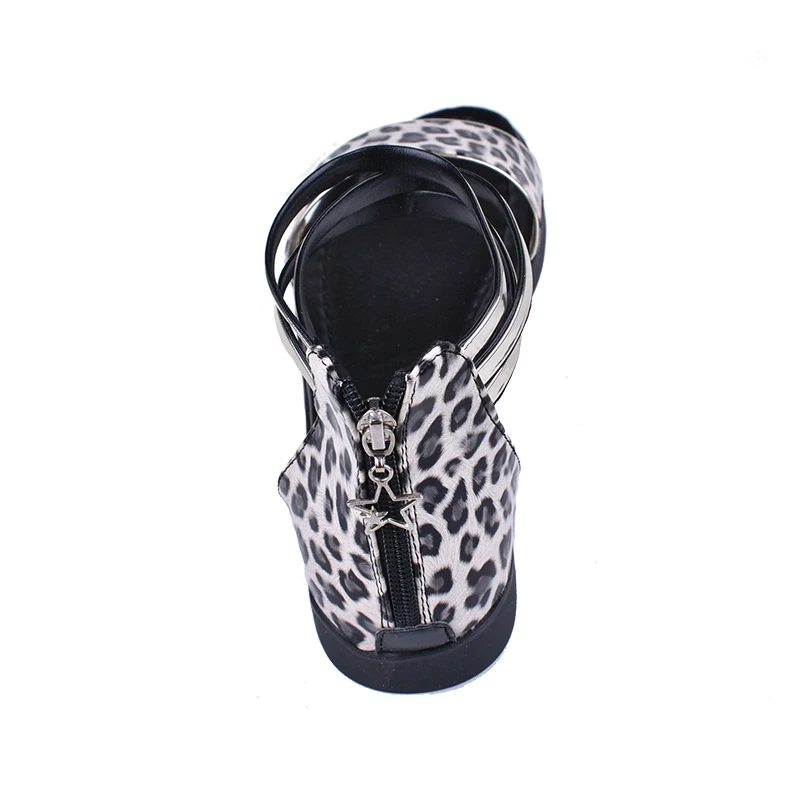 COOTELILI 35-39 la Moda de Verano Casual Sandalias Abiertas Pisos del Dedo del pie Zapatos de las Mujeres de Banda Estrecha, Sólida Zip Sandalias de Leopardo de las Niñas 4