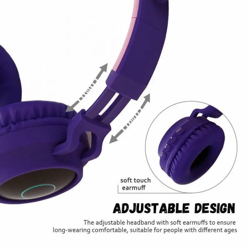 LED Auriculares Inalámbricos Bluetooth 5.0 Gato Estéreo Auriculares del Oído de los Niños de Juegos de Parpadeo Brillante Con Micrófono Regalos de Navidad 4