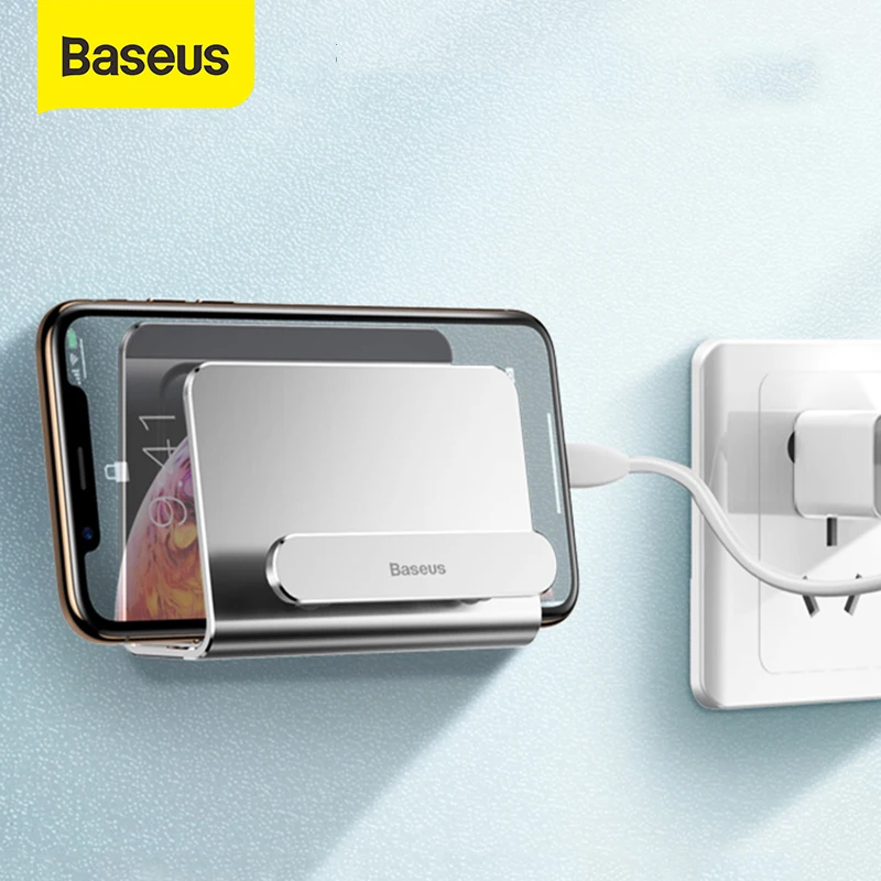 Baseus Pared soporte para Teléfono Ajustable soporte para Smartphone Con Adhesivo Casa Móvil Titular del Teléfono Para el iPhone 12 11 Pro XS Huawei Sony 4