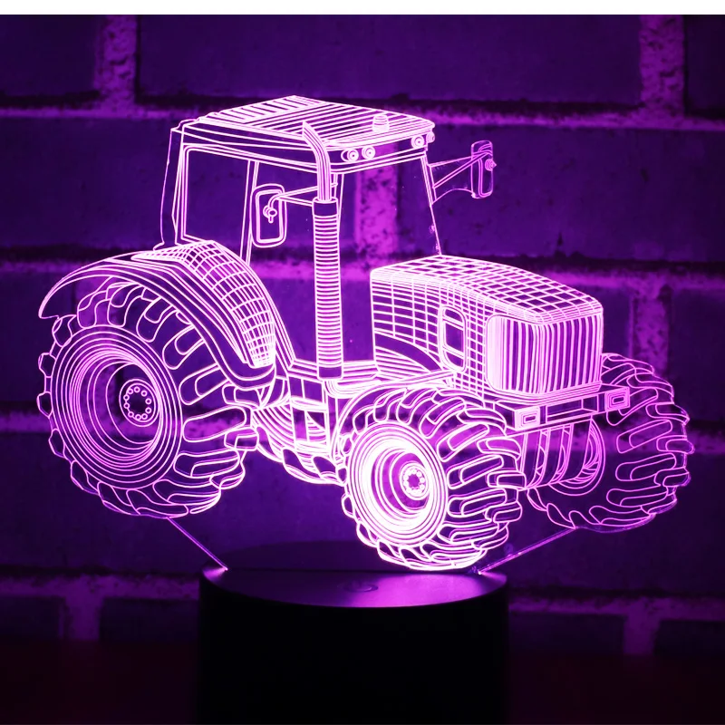 3D LED Luz de la Noche Dinámico Tractor, Coche con 7 Colores de Luz para la Decoración del Hogar de la Lámpara Increíble Visualización de Ilusión Óptica 4
