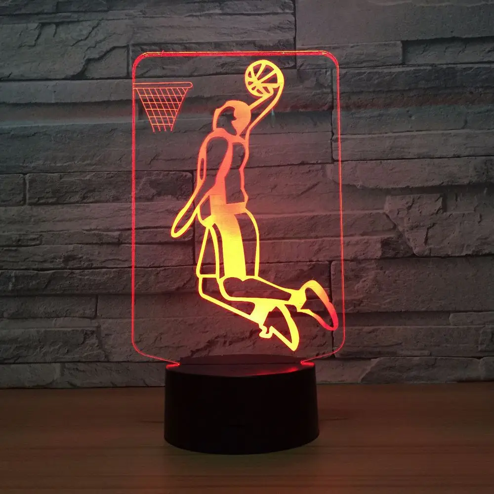 Baloncesto Rapaces 3D LED Luz de la Noche para el Club de Oficina en el Hogar Decoración de la Habitación de la Luz de Regalos para niños Kid Colorida Lámpara de Escritorio Dropshipping 4