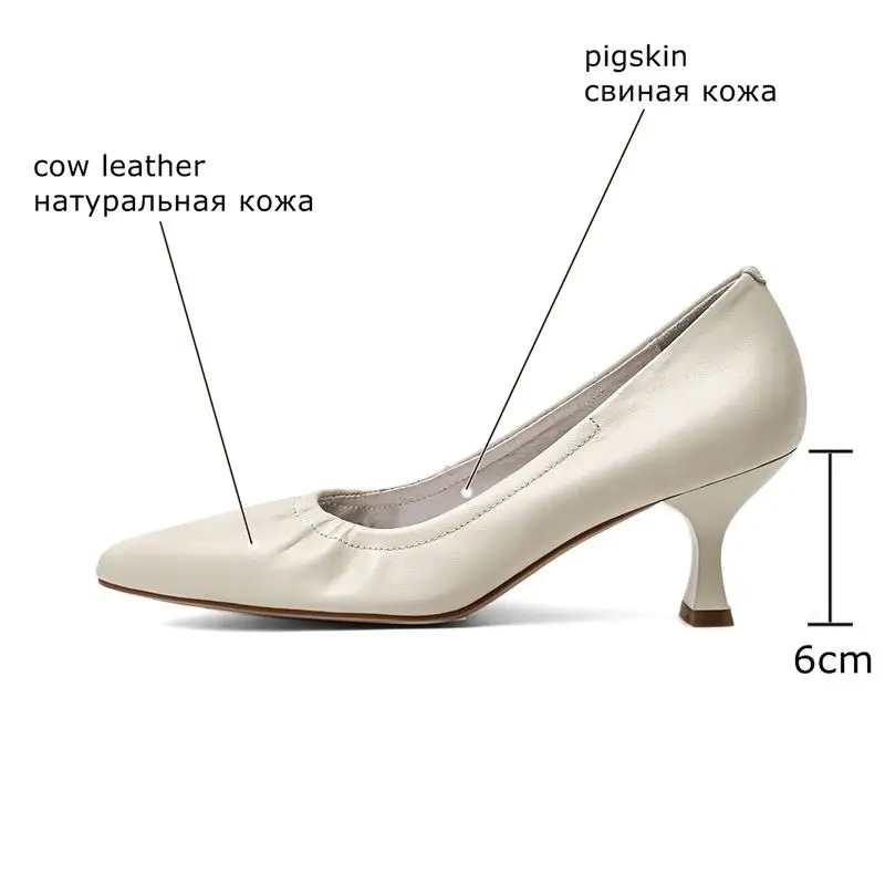 ALLBITEFO de alta calidad de cuero genuino de la marca tacones parte de las mujeres zapatos de mujer de tacón alto de los zapatos de fino tacón zapatos de las señoras de la oficina 4
