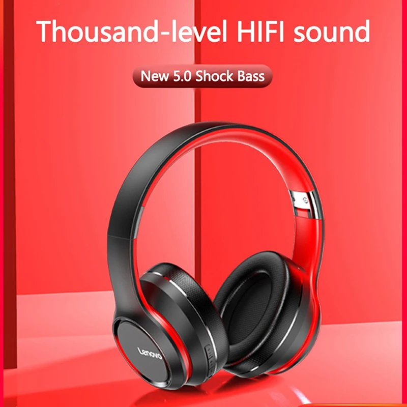 Lenovo HD200 Bluetooth Auriculares Sobre oreja Plegable Equipo Inalámbrico de los Auriculares de Cancelación de Ruido HIFI Stereo Gaming Headset 4