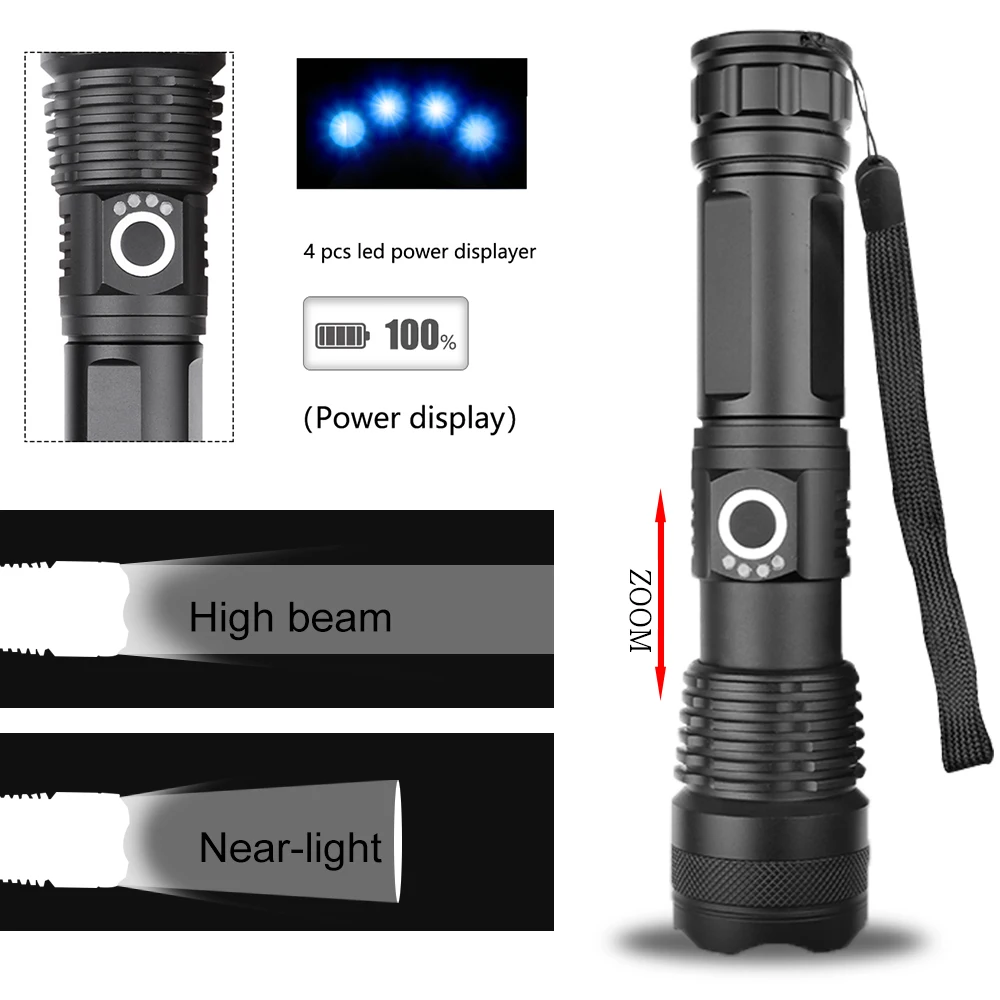 Ultra Potente Linterna LED XHP70.2 Xlamp XHP50 Brillante USB Zoom de la Antorcha 18650 Batería 26650 batería Recargable de Caza de la Lámpara de la Linterna 4
