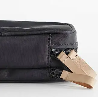 Negro de nylon con doble cremallera bolsa de cosméticos femeninos de doble cara de viajes de lavado bolsa de almacenamiento 4