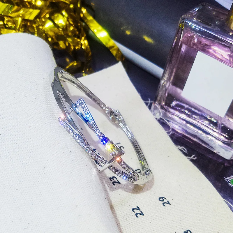 De lujo de Acero de Titanio brazaletes de las Pulseras para Mujer Fiesta de la Joyería de la Boda de diamante de imitación de Aleación de Oro Femenina de Novia Pulsera de la Pulsera 4