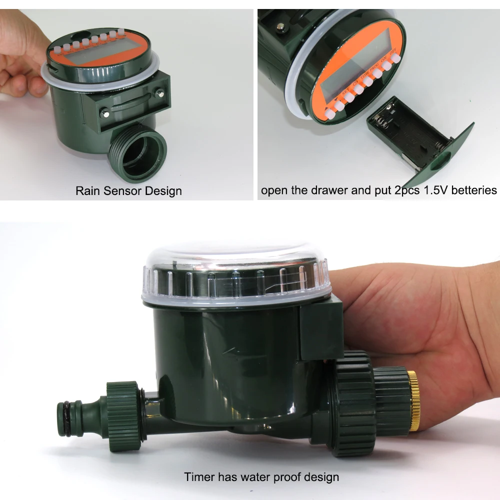 MUCIAKIE 1PC Sensor de Lluvia, Agua del Temporizador de la Pantalla LED Automático Electrónico con Temporizador de Riego Controlador de Riego de jardines Regar las Plantas 4