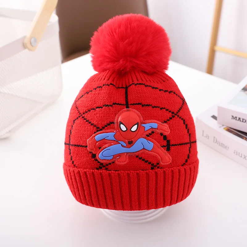 Invierno de dibujos animados de Spiderman super lindo Bebé Tesoro caliente al aire libre del puente sombrero Super cool sombrero de punto 4