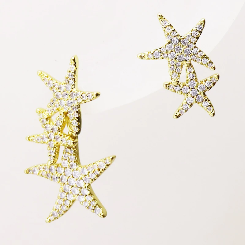 4 Pares de Metal Estrellas Cuelgan aretes de Allanar zirconia estrella de los pendientes de las mujeres de la joyería pendientes de la Gota de Regalo para las mujeres de la joyería Fashion41294 4