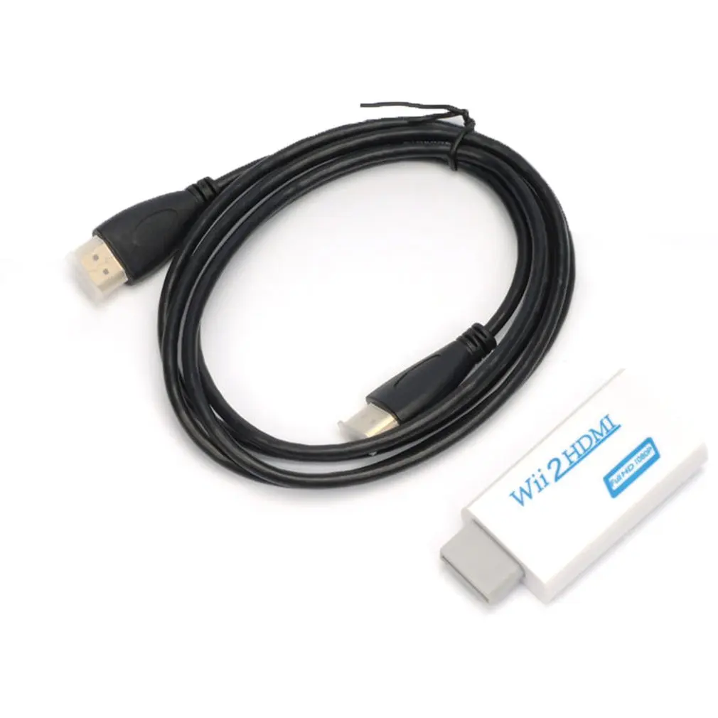 A HDMI HD Videoupscaling Convertidor Adaptador Blanco+Cable hdmi 720P 1080P HD Convertidor de Salida de Audio para Wii Enchufe de CC de 12V ONLENY 4