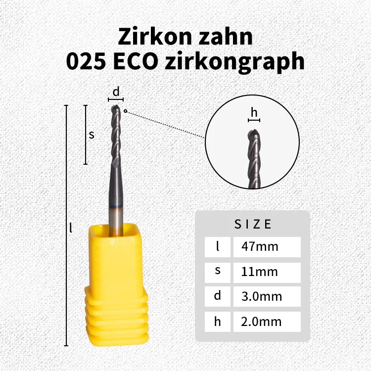 4 piezas de zirkonzahn 025 ECO de fresado fresas dentales CAD-CAM de la máquina de fresado 4