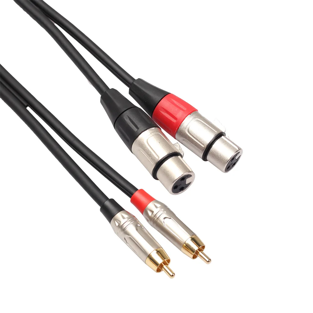 2 RCA macho a XLR hembra mezclador amplificador de alta fidelidad de los cables de audio 4