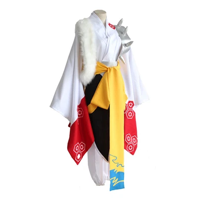 El Anime De Inuyasha Hermano Sesshoumaru Hombres Traje De Cosplay Fresco Kimono Traje Unisex Cos Parte Superior De Los Pantalones Cinturón De La Armadura De Piel De Peluca 4