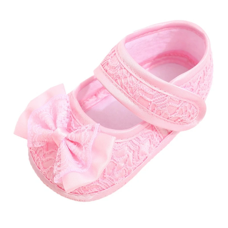 Bebé recién nacido Niña Zapatos Zapatos Blandos Suave con Suela antideslizante Bowknot Encaje Calzado Zapatos de Cuna Para 0-18M22222 4