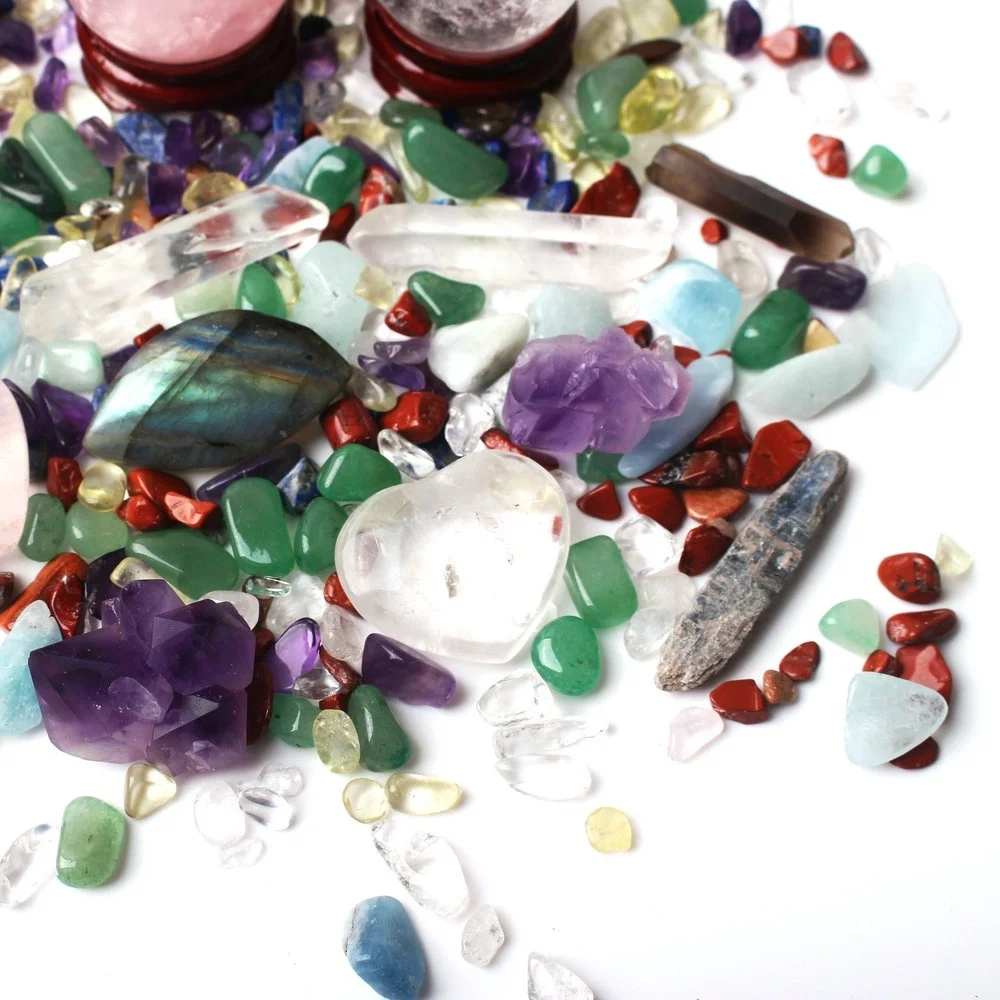 Un montón de Coloridos Naturales de Cristal de Cuarzo 7 Chakra del Obelisco de la Bola de Grava Muestras de Minerales Curativas de la piedra preciosa 4