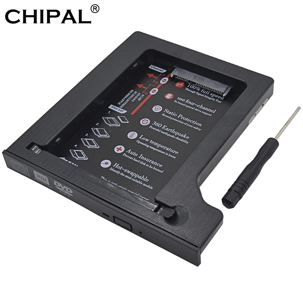 CHIPAL 4 Canales Universal 2º HDD Caddy 12.7 mm SATA 3.0 Dual LED Indicador de 2,5