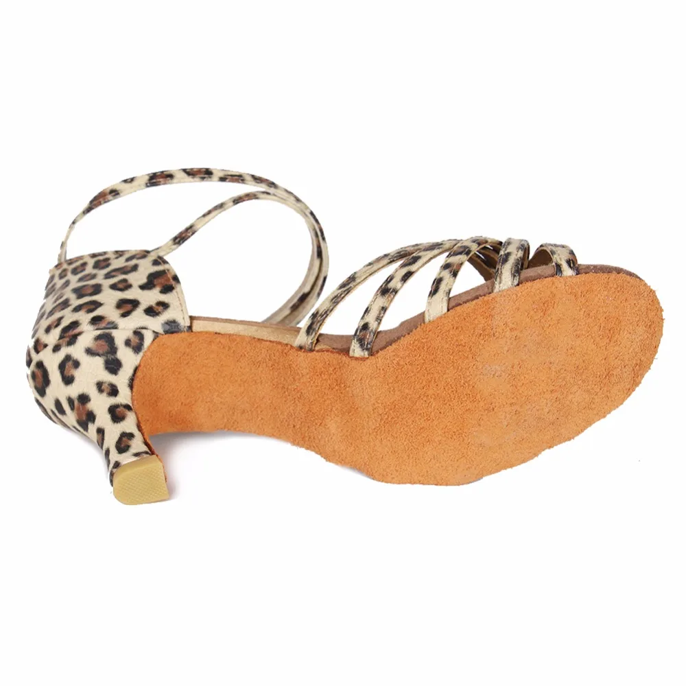 Leopardo de Tacón de 7cm/5cm Con Nudo de Tango, Salsa y Baile latino Zapatos de Mujer Zapatos De Baile Latino de Envío Gratis 4