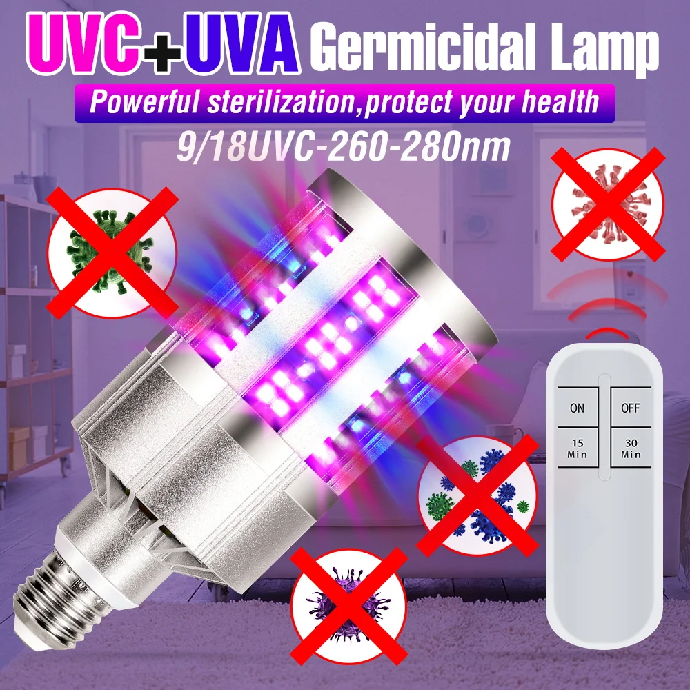 265nm Luz Ultravioleta Bactericida de la Esterilización de la Lámpara 9 18 UVC Bombilla LED E27 LED UV de la Lámpara Desinfection de Luz LED de Maíz Bombilla de 220V 4