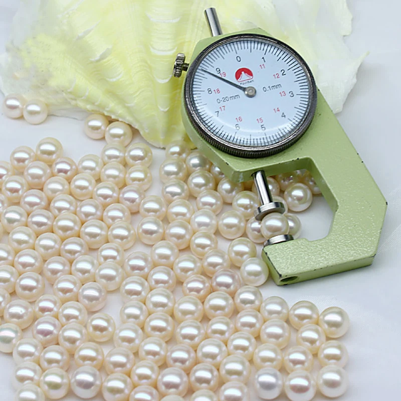 China de fábrica al por mayor 10 piezas ( 5 PARES) 6-6.5 MM de la Mitad de perforado redondo blanco natural de agua dulce de la perla 4