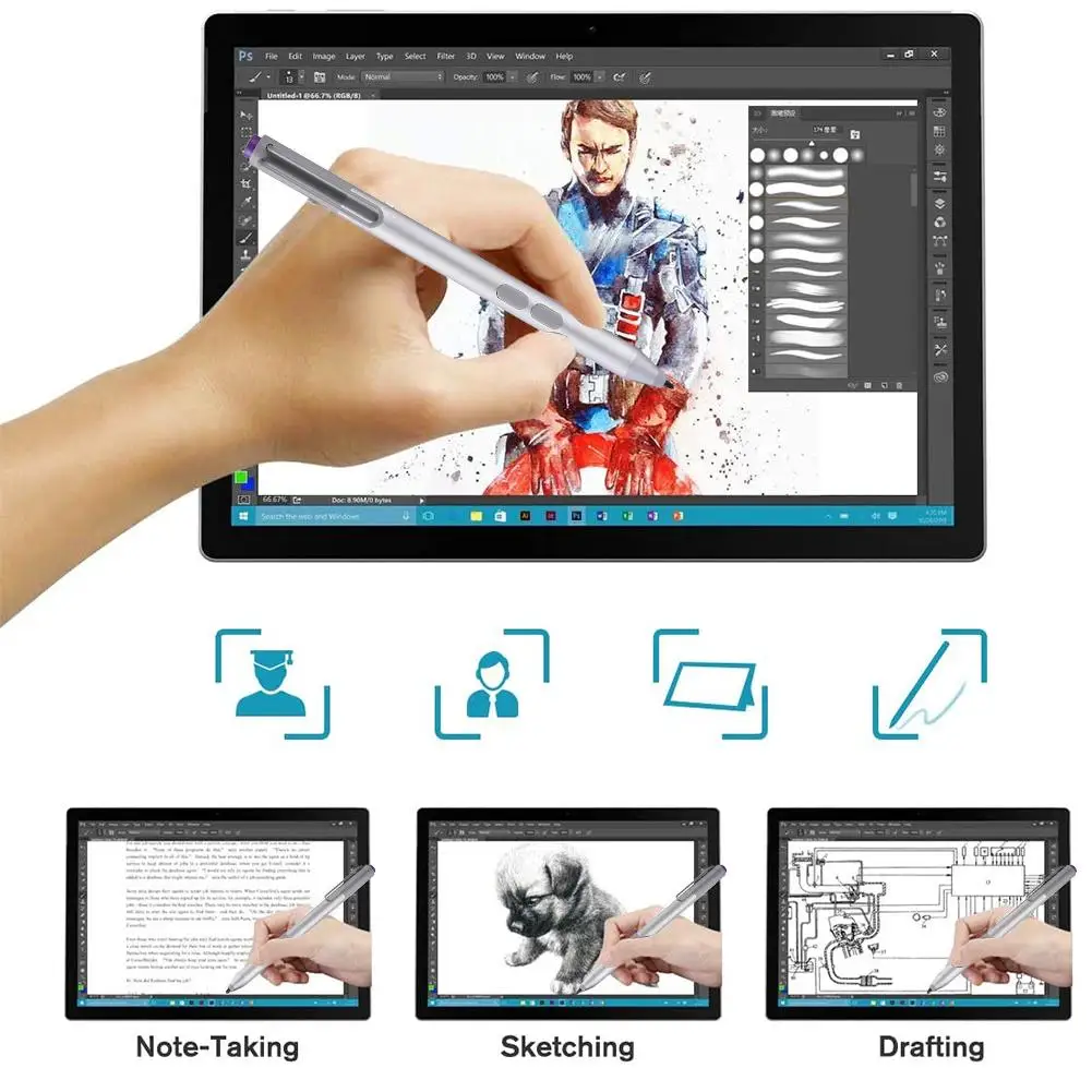 El Lápiz de la Tableta de Lápiz Dibujo a Lápiz Sensible a la Presión Activa de la Pluma Para Microsoft Surface Para ASUS Para HP SONY Para ACER 4