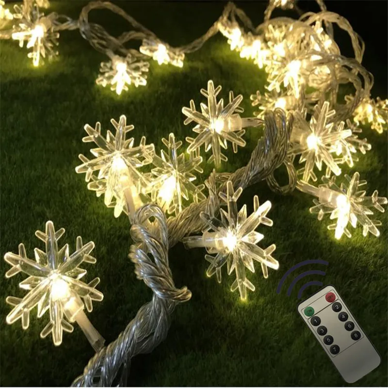 Remoto 10M 50LED Copo de nieve brillo cadena de luces de hadas de la luz al aire libre de uso de la Decoración para el Cumpleaños de Navidad de la Boda de la Sala de Fiesta 4