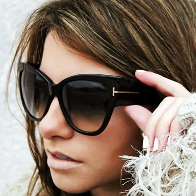 La Moda Retro Cat Eye Gafas de sol para Mujer de la Marca Tom T Grande Hembra Tonos Gradiente de Gafas de Sol UV400 Oculos de sol feminino 4