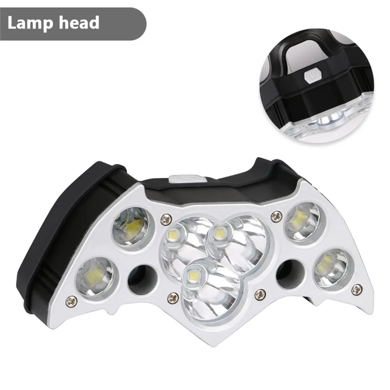 SANYI 7*T6+2*XPE Linterna de Cabeza Super Brillante linterna de 6 Modos de LED Camping Lámpara 18650 de la Batería Portátil Linterna 4