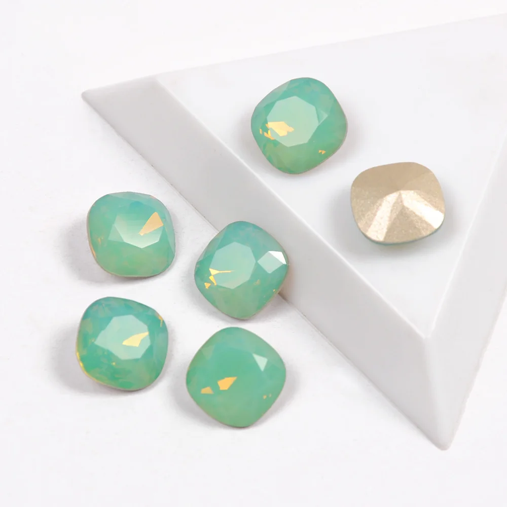 YANRUO 4470 K9 Brillo de Vidrio Imitación de diamantes de Corte Cushion Forma Pacific Opal Color de Uñas de Piedra en 3D para la fabricación de Joyas de Perlas de Uñas de Arte de Gemas 4