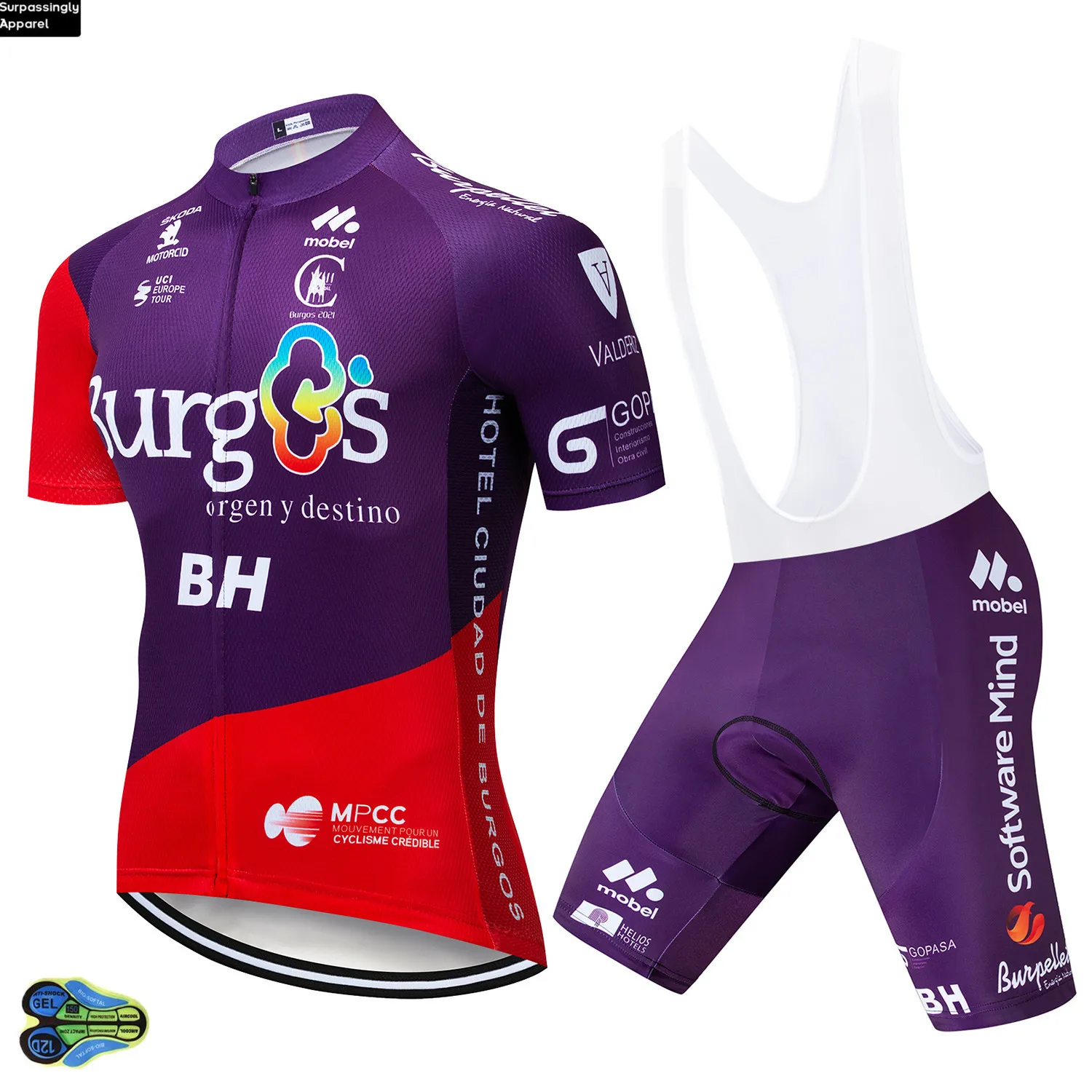 2019 Equipo Morado Burg Jersey de Ciclismo 12D Gel de pantalones Cortos en Bicicleta Traje de MTB BH Ropa Ciclismo para Hombre Verano Corto Ciclismo Maillot de Desgaste 4