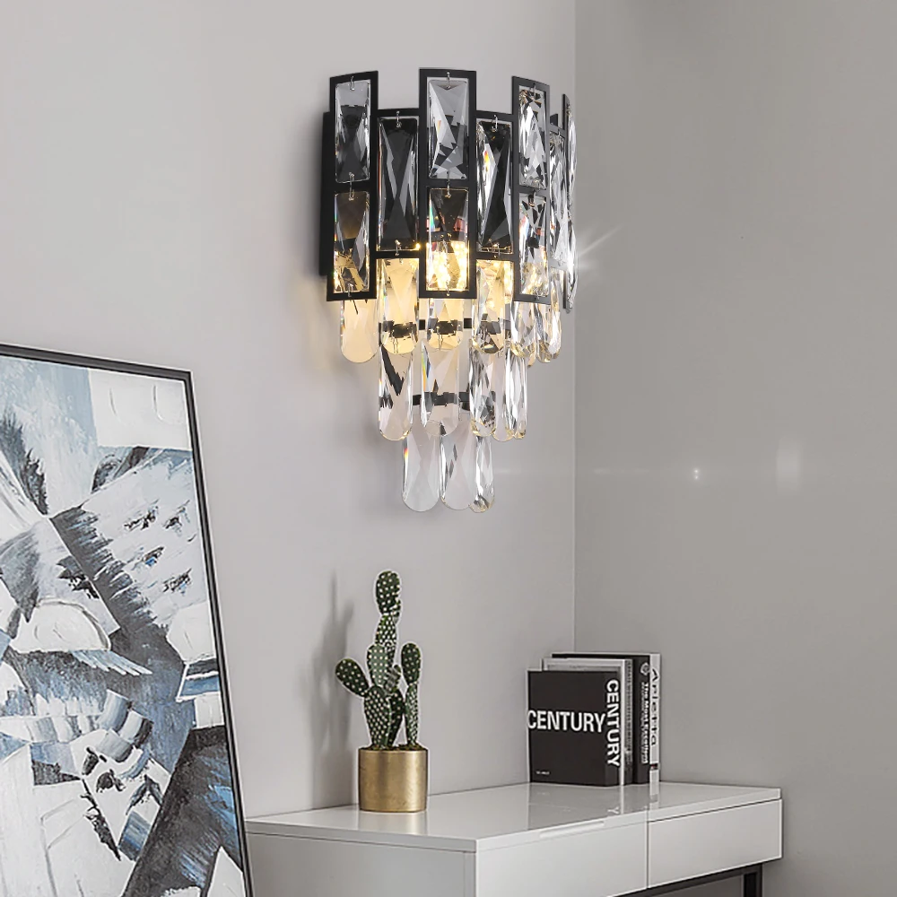 American pared de cristal de la luz de black metal de diseño de decoración de interiores led lámpara de pared lámparas de mesilla espejo del baño de luz 4