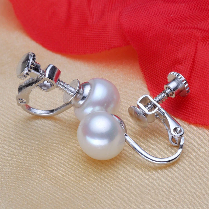 2020 de la moda de la perla pendientes de clip de la mujer 8-9mm de agua dulce natural de la perla del pendiente de plata 925 de la joyería 4