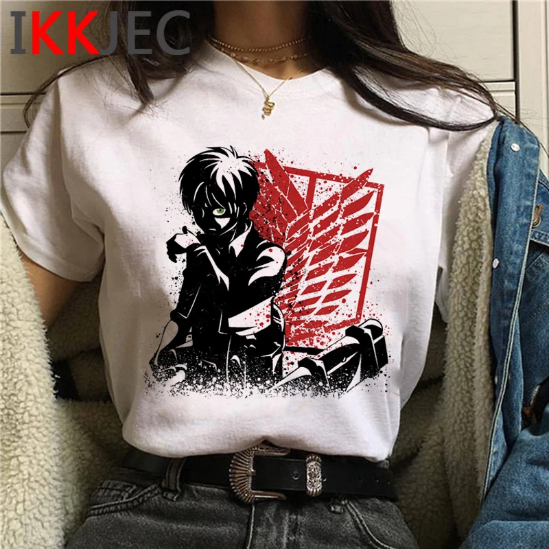 Ataque en Titán Shingeki No Kyojin camiseta de verano de la parte superior de las mujeres de streetwear par de ropa tumblr ropa estética 4