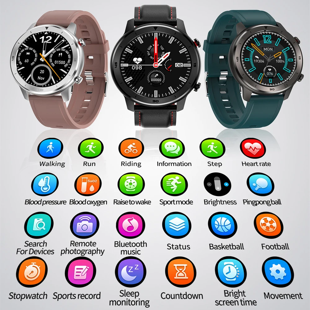 Nueva DT78 Reloj Inteligente Hombres Mujeres Frecuencia Cardíaca Smartwatch Pulsera de Actividad física Dispositivos Portátiles Impermeable Para Xiaomi Huawei IOS 4